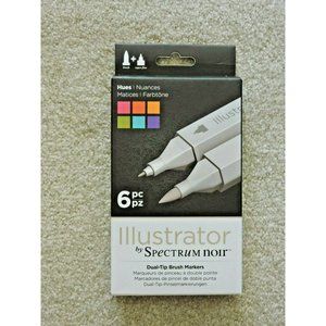 Illustrator by Spectrum Noir Dual-Tip Brush Markers Hues 6-pk NEW